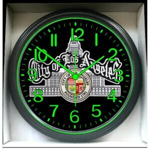 City Of Los Angeles Glow In The Dark Wall Clock New!